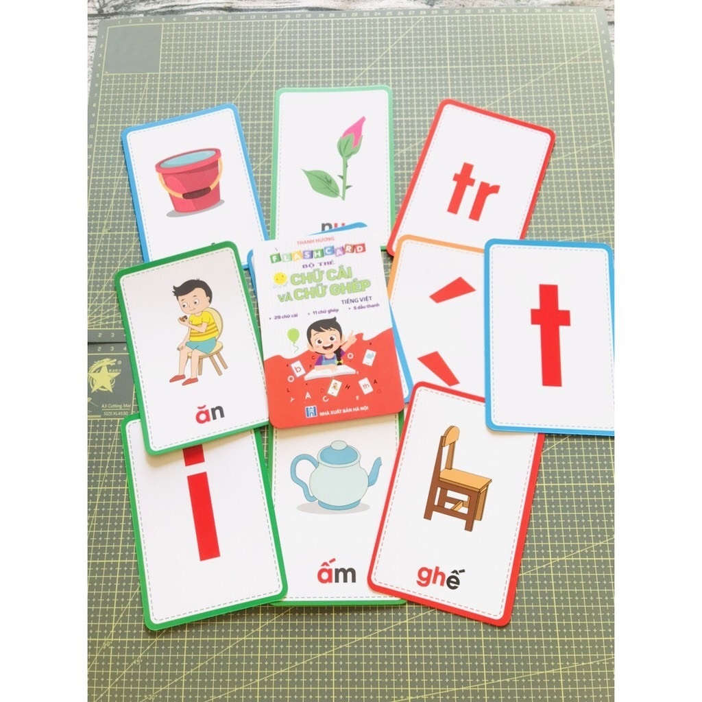 Bộ thẻ flashcard Chữ cái và chữ ghép cho bé học tiếng việt (khổ lớn 10x15cm)