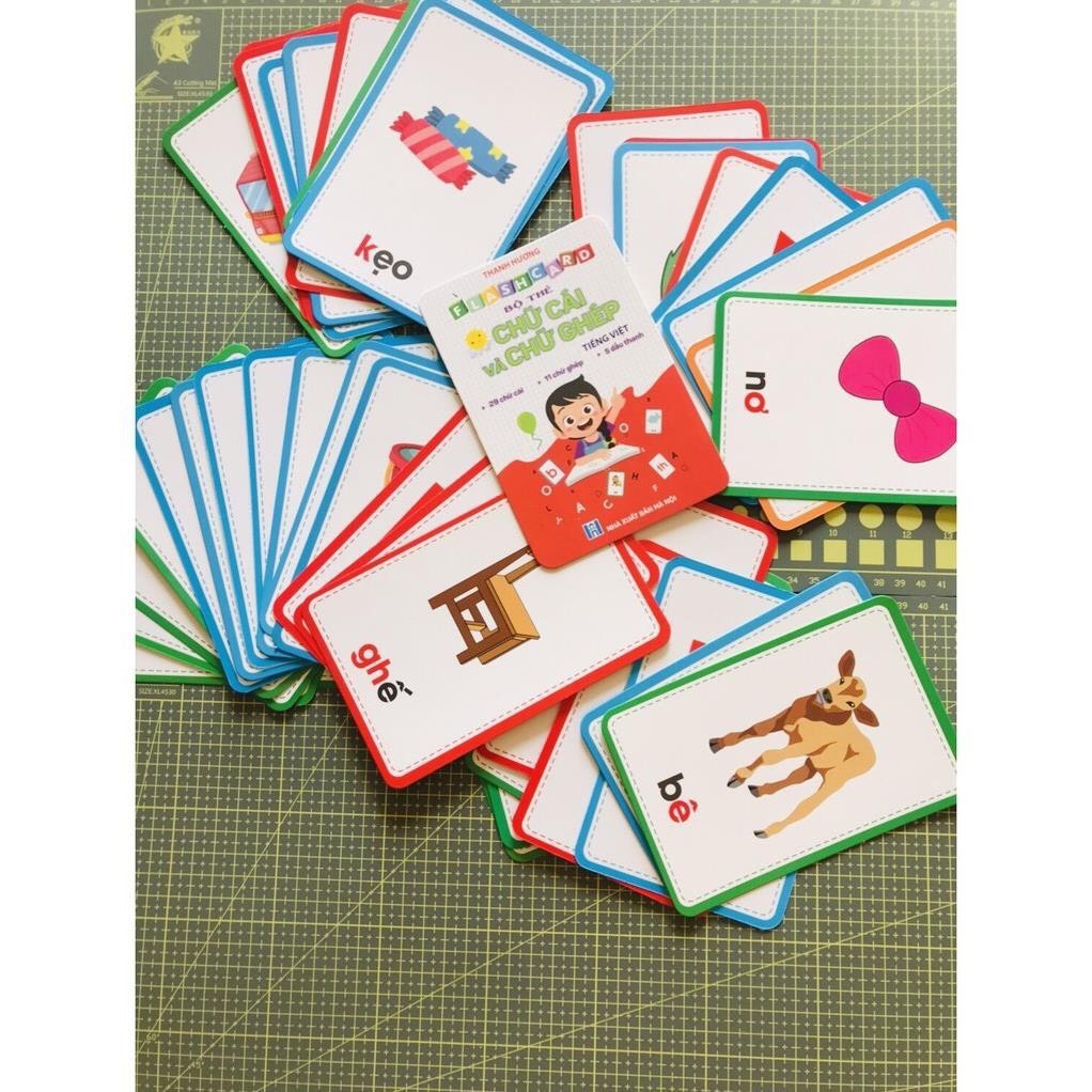Bộ thẻ flashcard Chữ cái và chữ ghép cho bé học tiếng việt (khổ lớn 10x15cm)