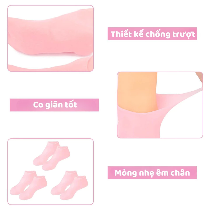 Tất Vớ Ủ Chân Chất Liệu Silicon Co Giãn Tốt, Vớ Ủ Kem Dưỡng Ẩm Thẩm Thấu Tốt Chống Khô Da Nứt Nẻ Gót Gót Chân Láng Mịn