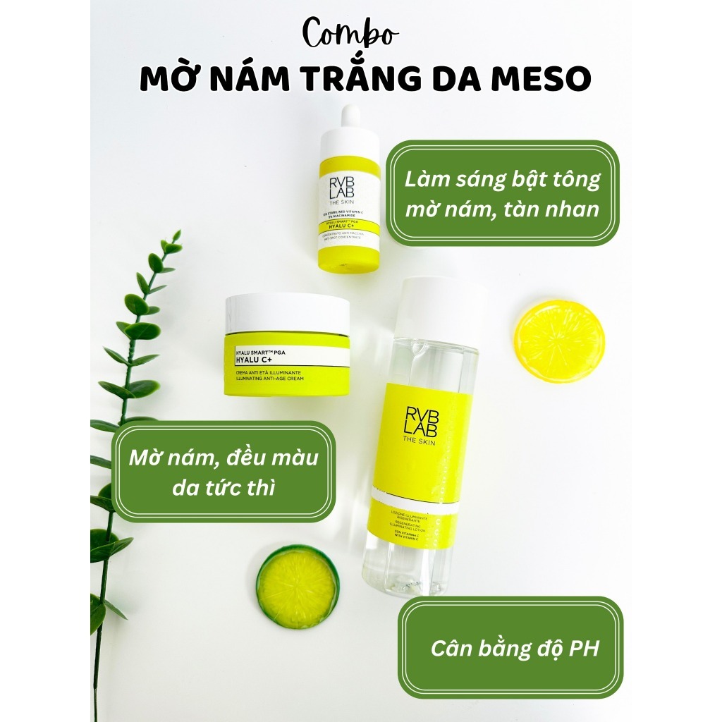 COMBO - CHÍNH HÃNG - Trọn bộ Mờ nám trắng da meso - Kem Dưỡng MESO C , Serum MESO C , Toner Hylalu MESO C+