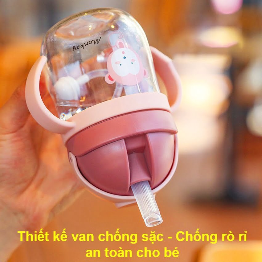 Bình uống nước cho bé tập uống , cốc tập  có van chống sặc 250ml