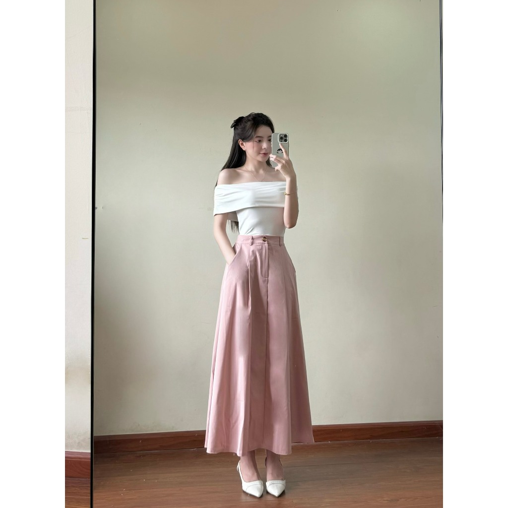 Ảnh Áo trễ vai chất thun tăm zip co giãn EMIX Aotrevai211/p7k2 3