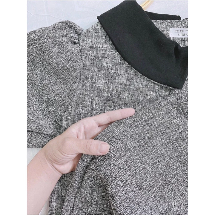 Váy Bầu V41 Thiết kế cổ đen chất vải dạ dày dặn,váy dạ phối váy đuôi cá dài dày dặn mềm mịn,phù hợp đi làm đi chơi