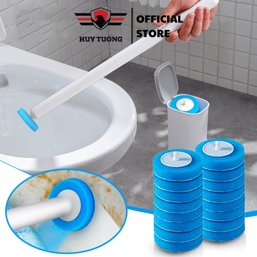 Ảnh Bộ cọ vệ sinh dùng một lần gắn tường, cọ toilet xoay 360 độ thế hệ mới có đầu thay thế 1