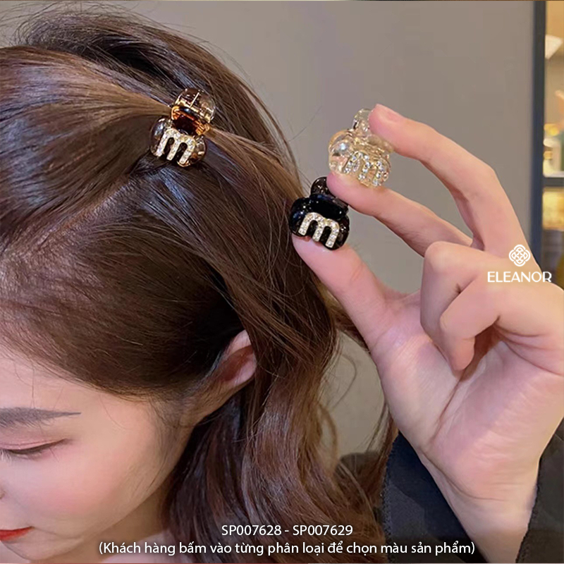 Kẹp tóc nữ mini Eleanor Accessories càng cua đính đá hình chữ M phụ kiện tóc 7628