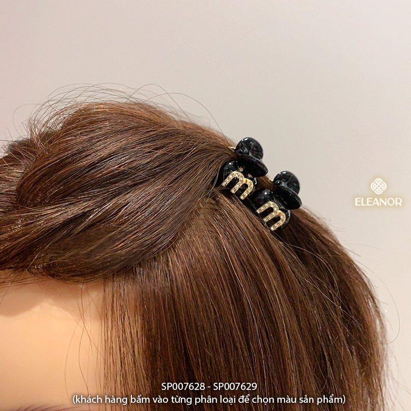 Kẹp tóc nữ mini Eleanor Accessories càng cua đính đá hình chữ M phụ kiện tóc 7628