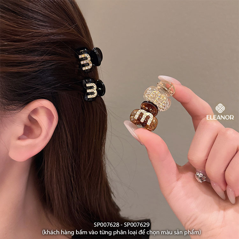 Kẹp tóc nữ mini Eleanor Accessories càng cua đính đá hình chữ M phụ kiện tóc 7628