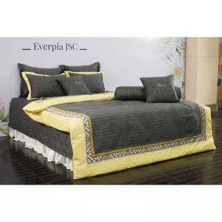 Mẫu Drap ga CHUN MỎNG/CHẦN EVERON EPC 22046 màu kẻ đen vàng độc lạ vải 100% cotton