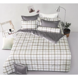 [1m8*2m] Mẫu Drap ga CHUN MỎNG/CHẦN EVERON EPC 22056 màu kẻ ô vải 100% cotton