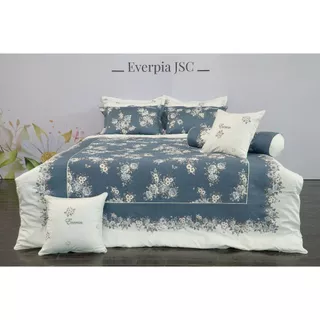 Mẫu Drap chăn ga Everon EPM 22060 màu hoa xanh vải modal
