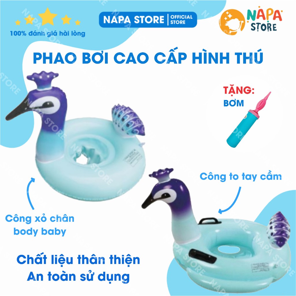 [ PHAO CAO CẤP] Phao Bơi Cao Cấp Hình Thú Đáng Yêu Cho Bé Nhiều Kích Thước - Tặng Kèm Bơm Tay Nhỏ YB