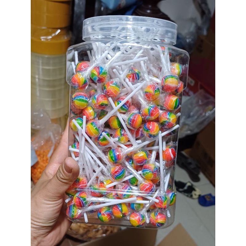 (Hộp 200 cái) Kẹo mút cầu vồng mini