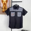 Áo Sơ Mi Nam phối vải, ngắn Tay, Vải cotton, co dãn nhẹ, độ dày vừa phải Menswear Top