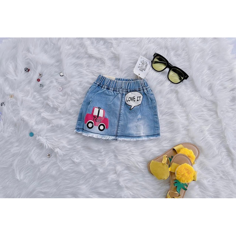 Chân Váy Jean Bé Gái Hàng Xuất Dư Xinh Xắn D8995 Size 6/9M-24/36M (5-15kg) Váy Denim Dễ Phối Đồ
