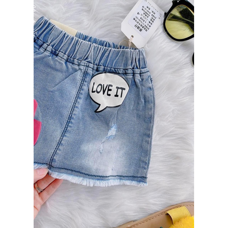 Chân Váy Jean Bé Gái Hàng Xuất Dư Xinh Xắn D8995 Size 6/9M-24/36M (5-15kg) Váy Denim Dễ Phối Đồ