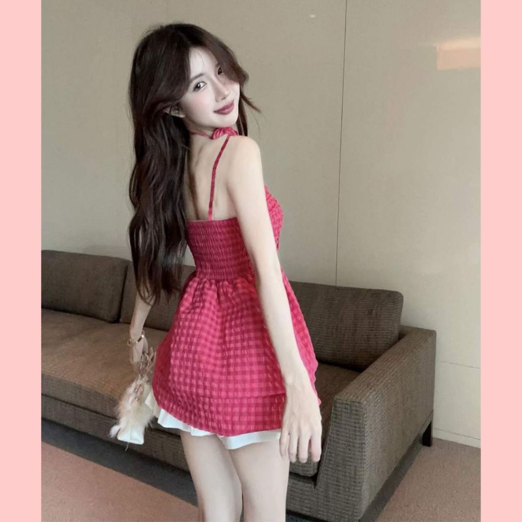Áo hai dây nữ xòe 2 tầng có hoa cài cổ ROSE KEHOG504 Sicily