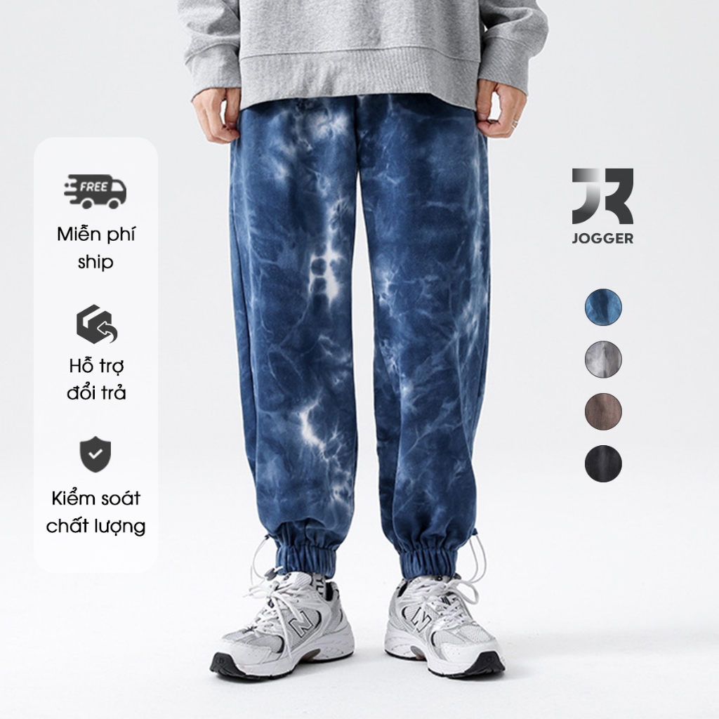 Quần jogger nỉ cạp chun ống rộng 4 màu họa tiết rằn ri ngẫu nhiên - Jr ...