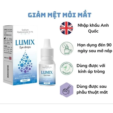 [HOẢ TỐC] Dung Dịch Nhỏ Mắt LUMIX 0,1 Nhỏ Mắt Mổ Cận Thị, Nhỏ Mắt Lens Cấp Ẩm Chăm Sóc Mắt, Nước Mắt Nhân Tạo Gel.