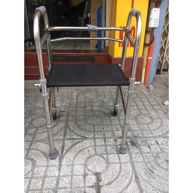 Khung tập đi có ghế ngồi-Khung tập đi cho người già,tai biến-Khung tập đi inox