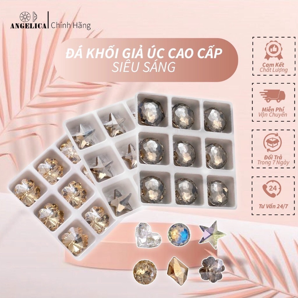 Đá Khối Giả Úc Cao Cấp Siêu Sáng Túi 2 viên Size 6 - 12mm Trang Trí Nail Angelica