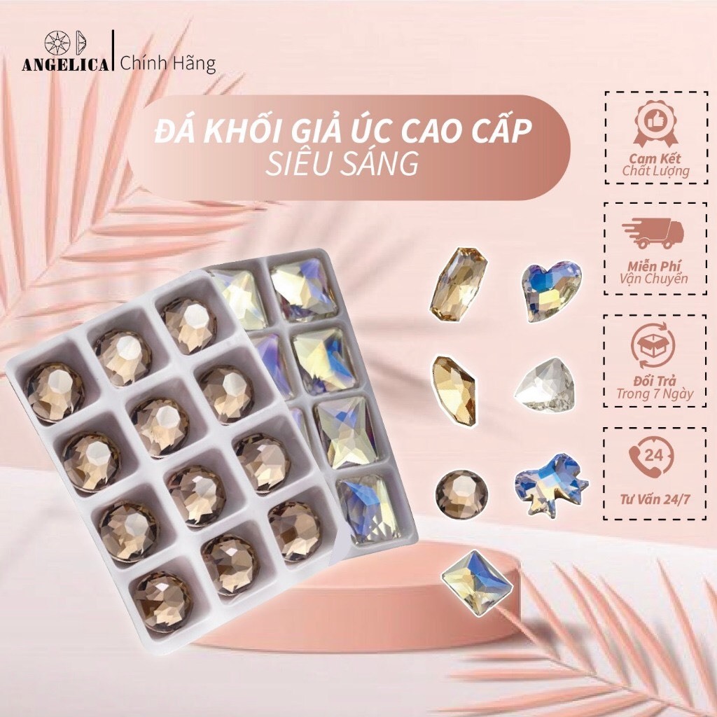 Đá Khối Giả Úc Cao Cấp Siêu Sáng Túi 2 viên Size 6 -12mm Trang Trí Nail Angelica