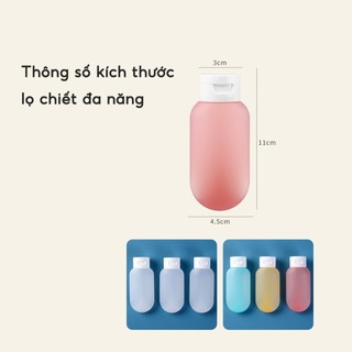 SET 3 Lọ Chiết Mỹ Phẩm Du Lịch Đựng Dầu Gội Sữa Tắm Lotion Toner 60ml - Túi Chiết Du Lịch Dã Ngoại