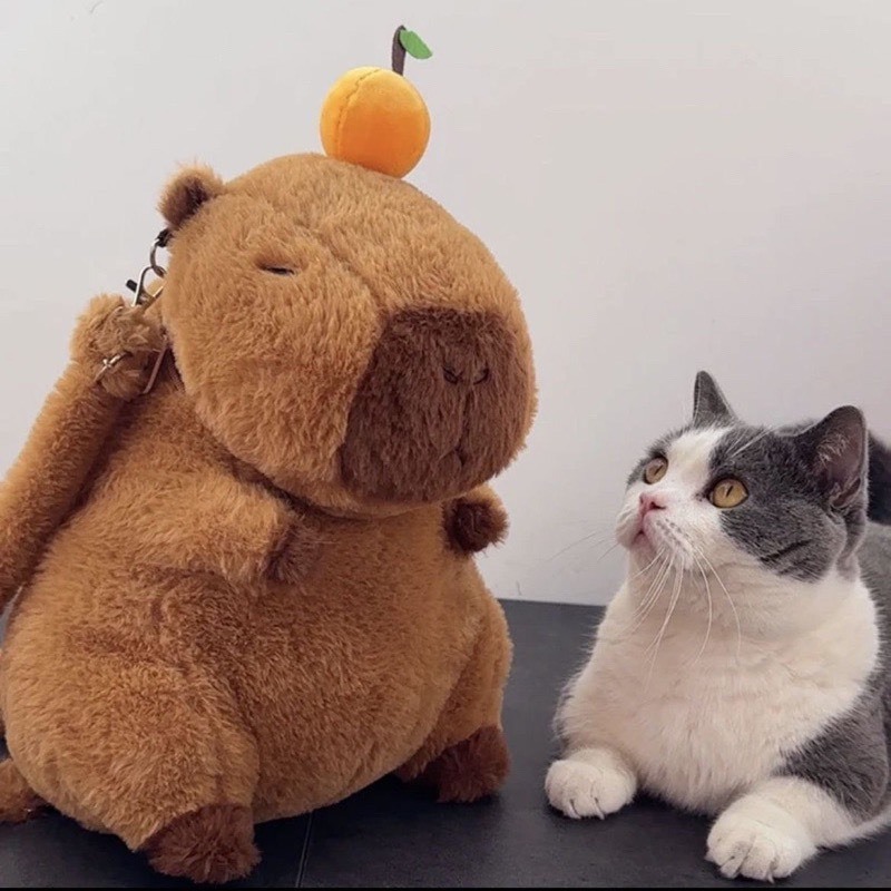 Balo Cappybara túi đeo chéo phun toàn bộ lông sức chữa lớn hình hoạt hình cute đáng yêu