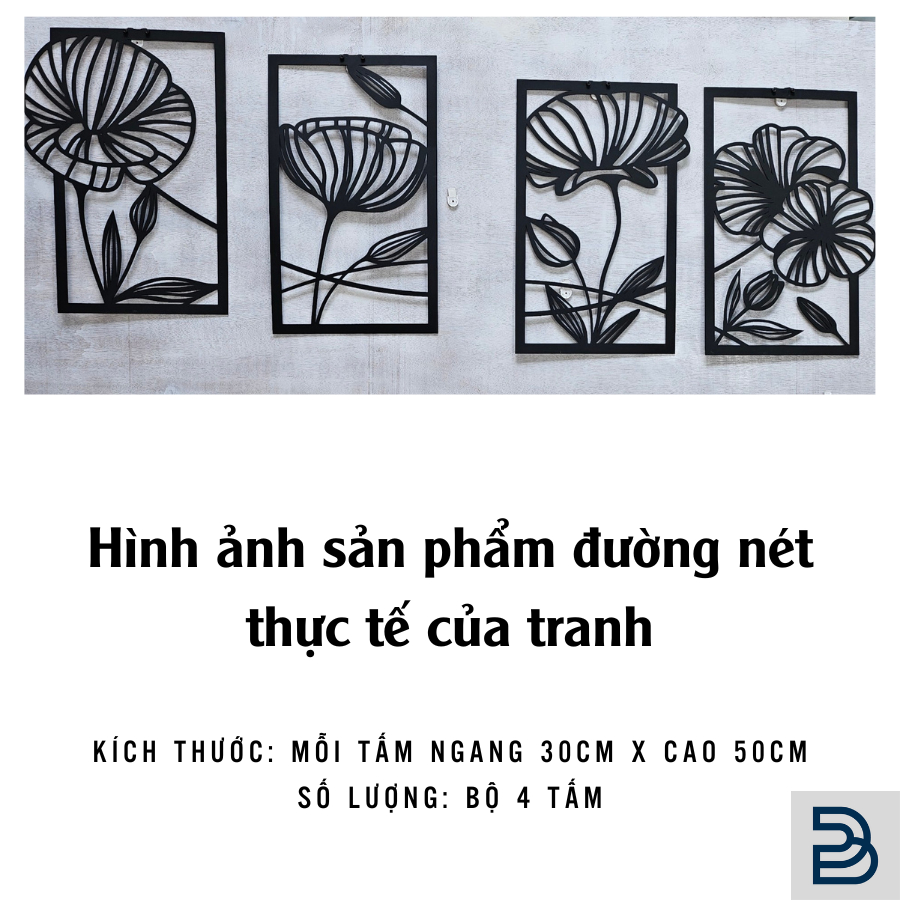 Tranh sắt CNC A05| Tranh sắt "Hoa", Treo tường nghệ thuật, Decor Trang trí