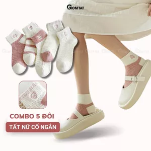 Combo 5 đôi tất vớ nữ cổ ngắn GOMTAT chất liệu cotton cao cấp, khử mùi êm chân, màu sắc siêu xinh - D16-A097