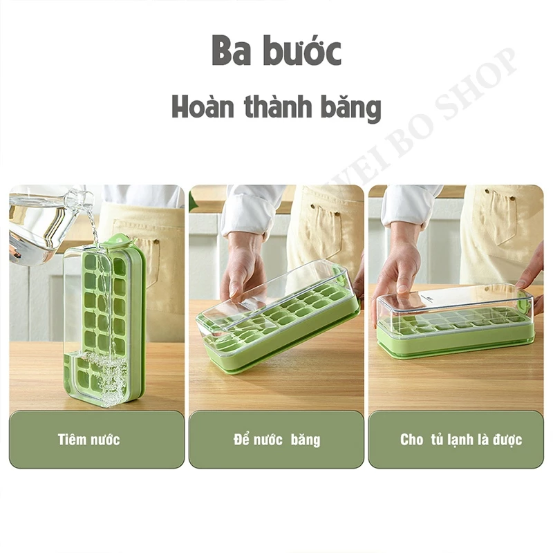 21 lưới Khay Làm Đá Thông Minh Khuôn Silicone Làm Đá Viên Hai Lớp Phát hành dễ dàng với một cú nhấp