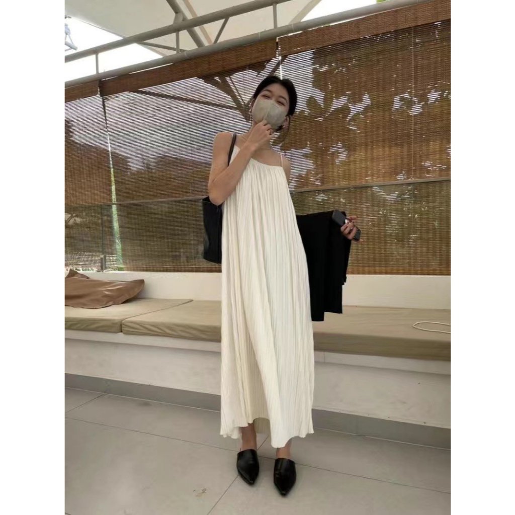 Đầm váy maxi mùa hè thiết kế hai dây xếp ly dáng dài xòe đi biển du lịch hàng QC [CÓ BIG SIZE] SP102