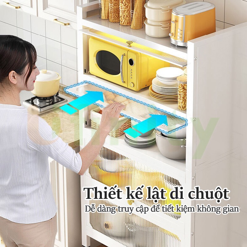 Lifinity Kệ Tủ Nhà Bếp Đa Năng Thép Carbon Màu Trắng,Chống Bụi&chống chuột,Có Bánh Xe