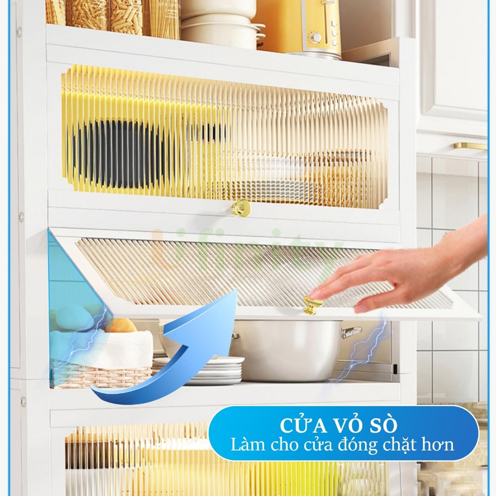 Lifinity Kệ Tủ Nhà Bếp Đa Năng Thép Carbon Màu Trắng,Chống Bụi&chống chuột,Có Bánh Xe
