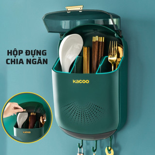 Hộp đựng đũa muỗng ECO có nắp đậy gắn tường, ống đựng đũa treo tường chống bụi tích hợp móc treo