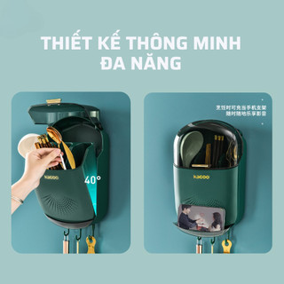 Hộp đựng đũa muỗng ECO có nắp đậy gắn tường, ống đựng đũa treo tường chống bụi tích hợp móc treo