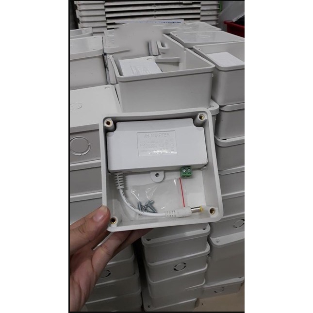 Nguồn 12V 2A (Adapter 12v 2a) Nguồn Mới Kèm Hộp Nối, Nguồn Đúc Màu Trắng