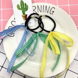 Dây buộc tóc nơ, dây buộc tóc nơ Hàn Quốc, cột tóc nơ ruy băng mỏng hai lớp nhiều màu dễ thương