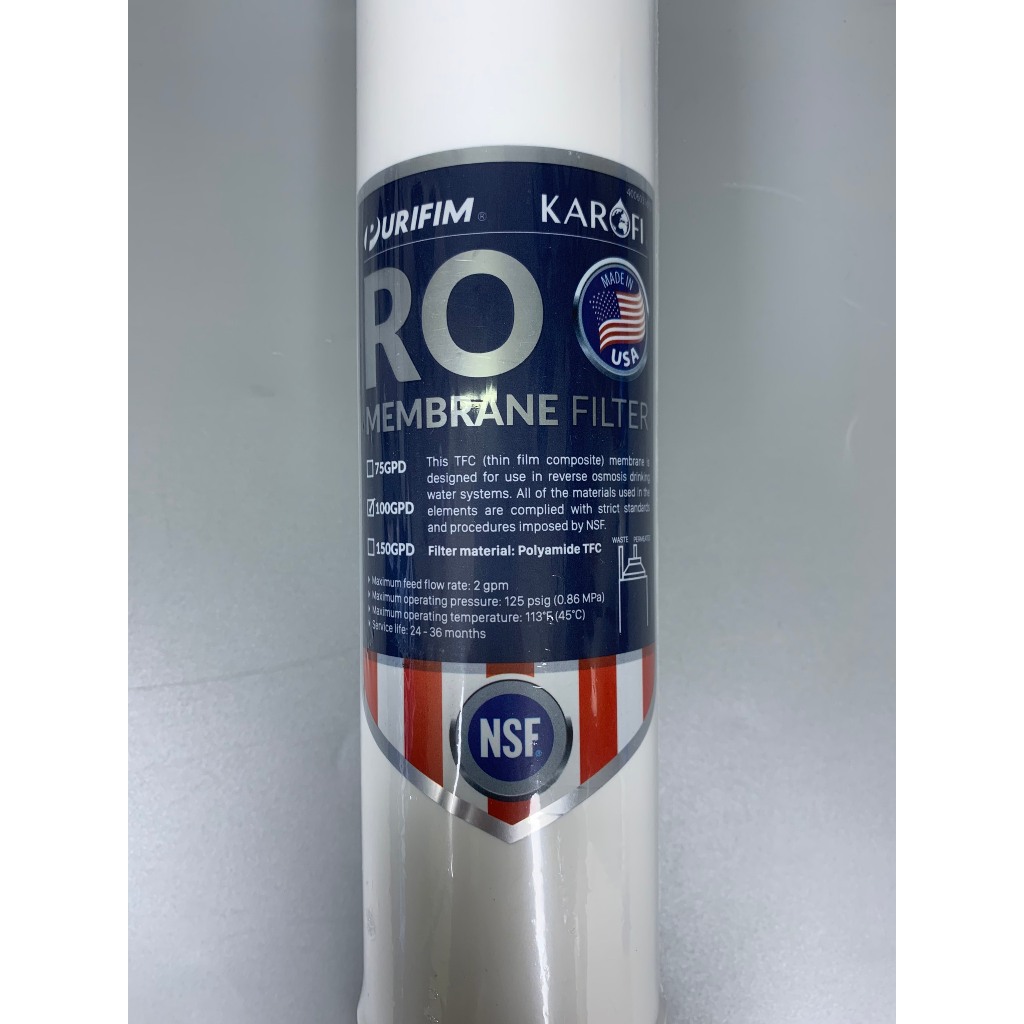 Màng Lọc RO Purifim Karofi Sản Xuất Tại Mỹ Công Suất 100GPD Cắm Nhanh Dùng - Lõi Lọc Nước Số 4, Màng RO