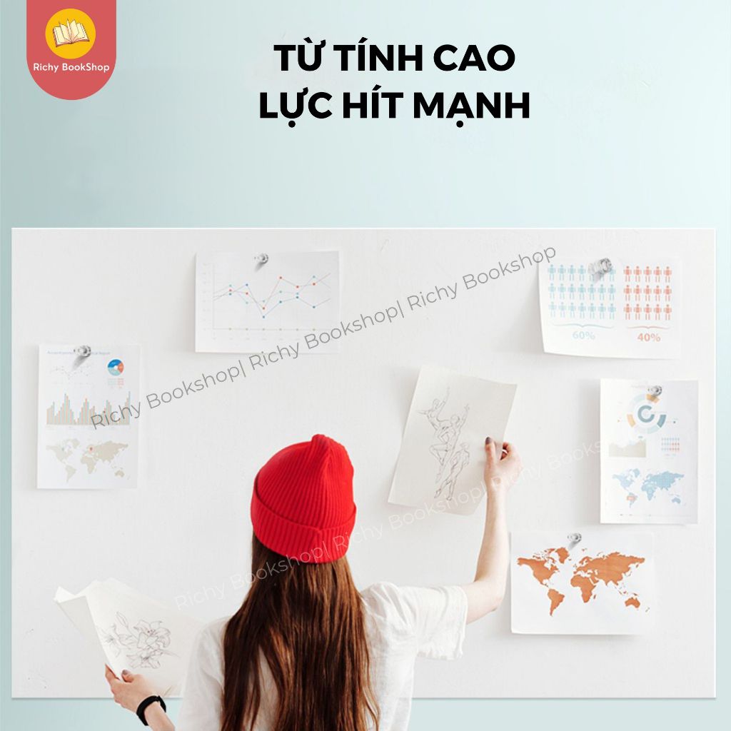 Bảng Từ Dán Tường - Bảng Nam Châm Dán Tường Viết Bút Lông - Cuộn Bảng Từ Hút Nam Châm
