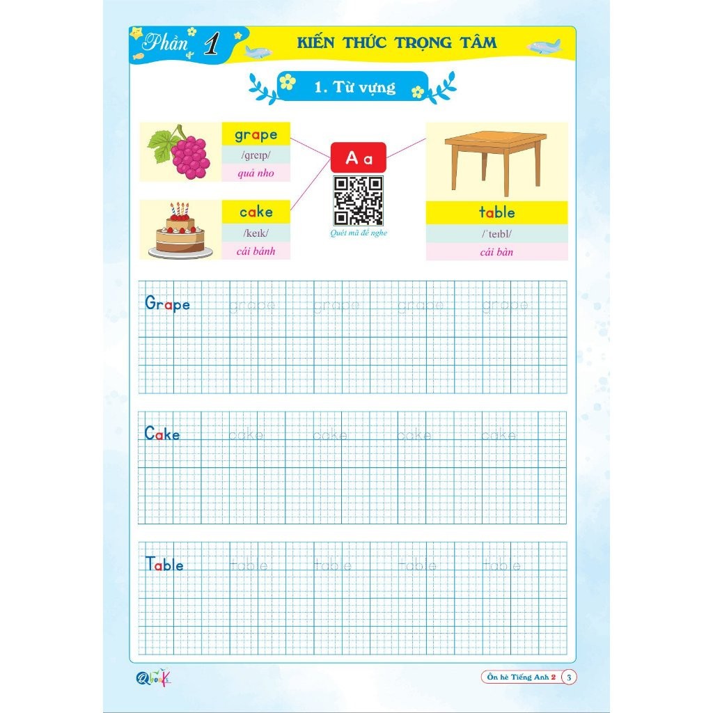 Sách - Ôn Hè Tiếng Anh Lớp 2 - Dành cho học sinh lớp 2 lên lớp 3 (1 cuốn)