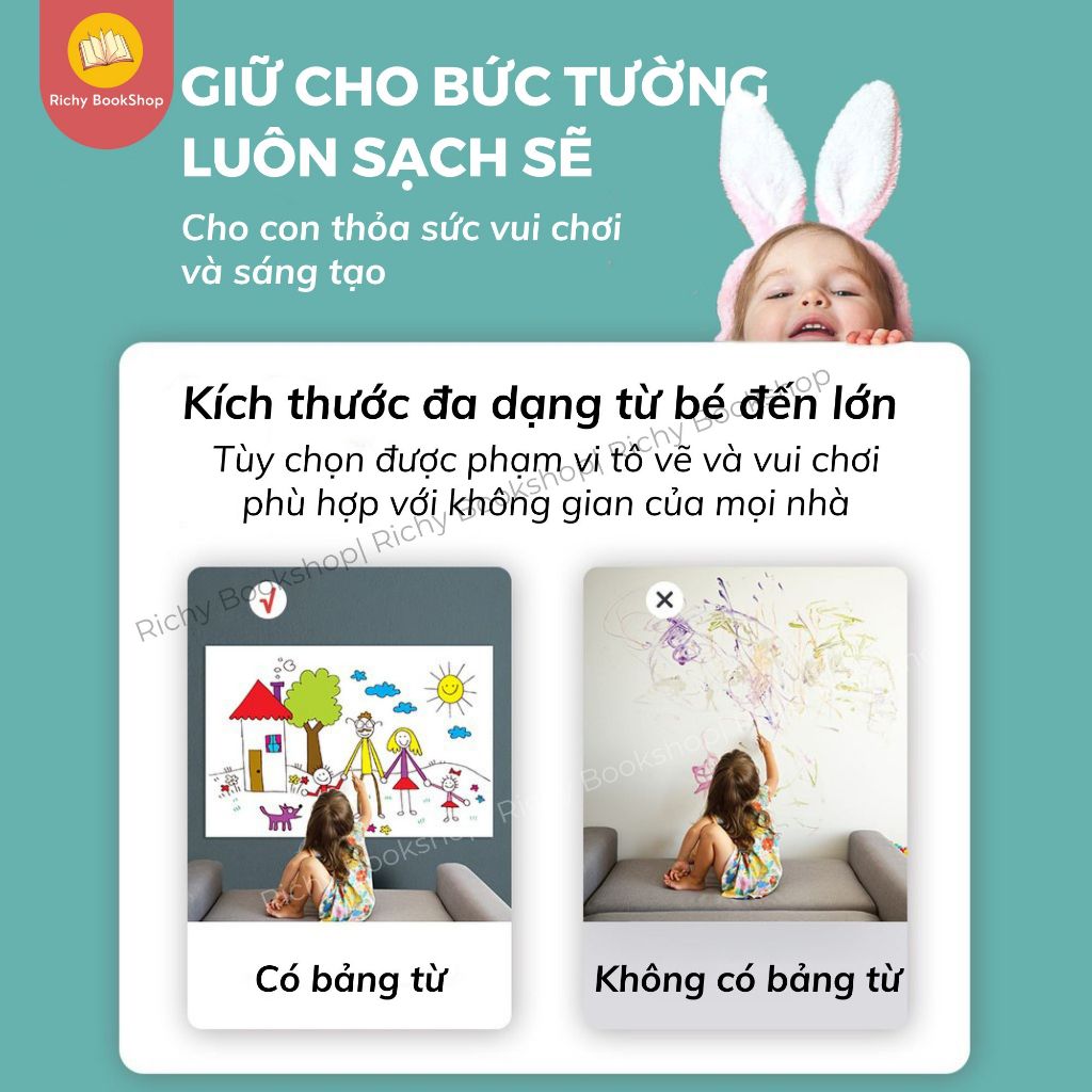 Bảng Từ Dán Tường - Bảng Nam Châm Dán Tường Viết Bút Lông - Cuộn Bảng Từ Hút Nam Châm