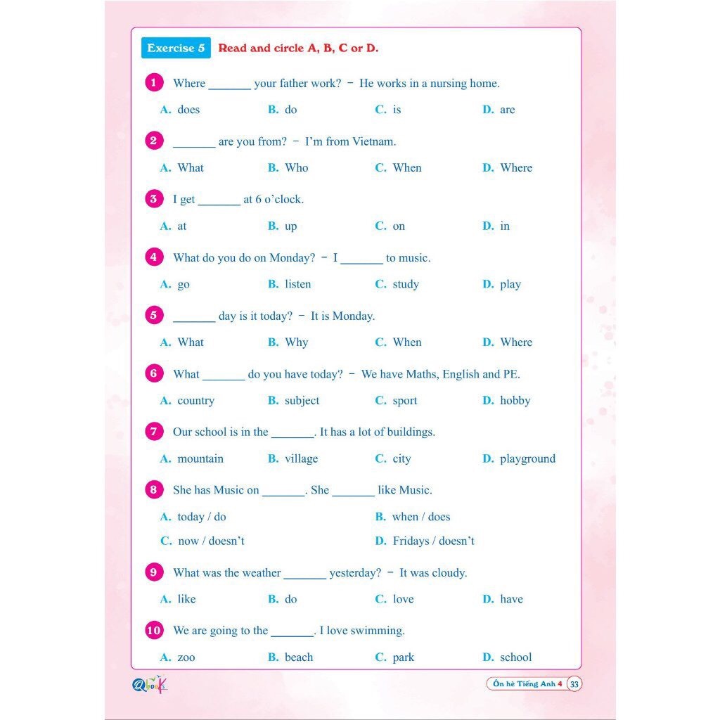 Sách - Ôn Hè Tiếng Anh Lớp 4 - Dành cho học sinh lớp 4 lên lớp 5 (1 cuốn)