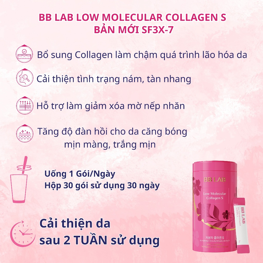 Ảnh Bột Collagen BBLAB Mẫu Mới Low Molecular Collagen S Chậm Lão Hóa Da, Sáng Da Căng Bóng, Giảm Nếp Nhăn, Mờ Nám 30 Gói/Hộp 4
