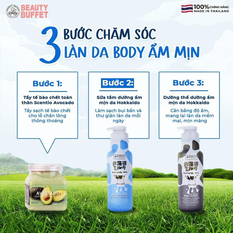 Ảnh Kem tắm dưỡng ẩm mịn da Beauty Buffet Made In Nature Hokkaido Milk Moisture Rich Shower Cream 700ml 4