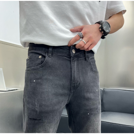 Quần jean nam denim chất bò cao cấp hàng xuất xịn ôm dáng rách bụi