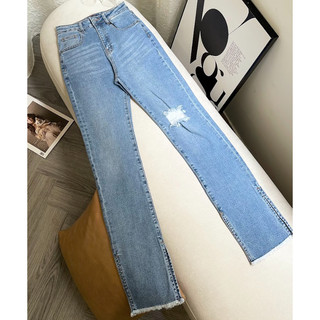 Quần Jean Nữ Slit Edge Distressed Blue, Chất Vải Cotton Pha Spandex Thoải Mái, WQJ005 SOME HOW STORE