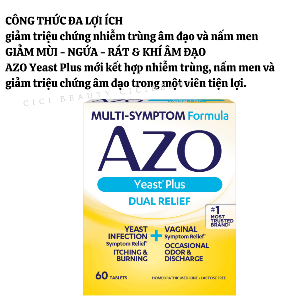 Viên uống AZO YEAST PLUS / AZO đỏ Cranberry Urinary Health- hỗ trợ các vấn đề PHỤ KHOA