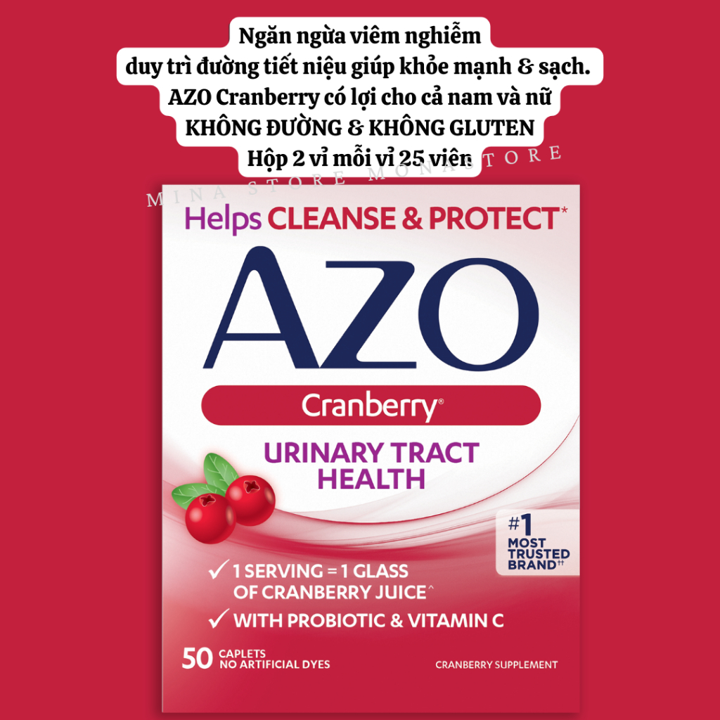 Viên uống AZO YEAST PLUS / AZO đỏ Cranberry Urinary Health- hỗ trợ các vấn đề PHỤ KHOA
