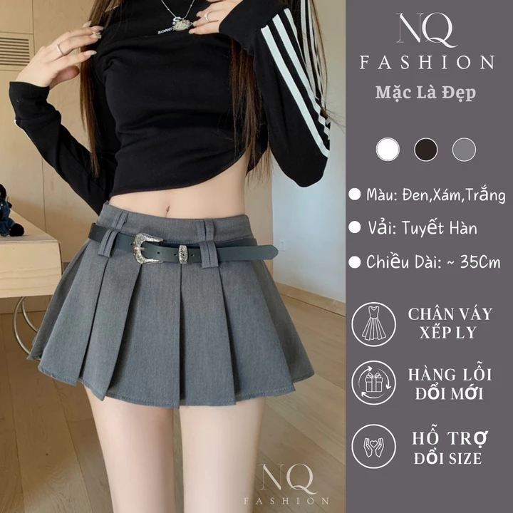 Chân Váy Nữ Xếp Ly To Dáng Ngắn Xòe Chân Váy tennis Mặc Đi Chơi Chất Tuyết Mưa Cao Cấp Loại 1