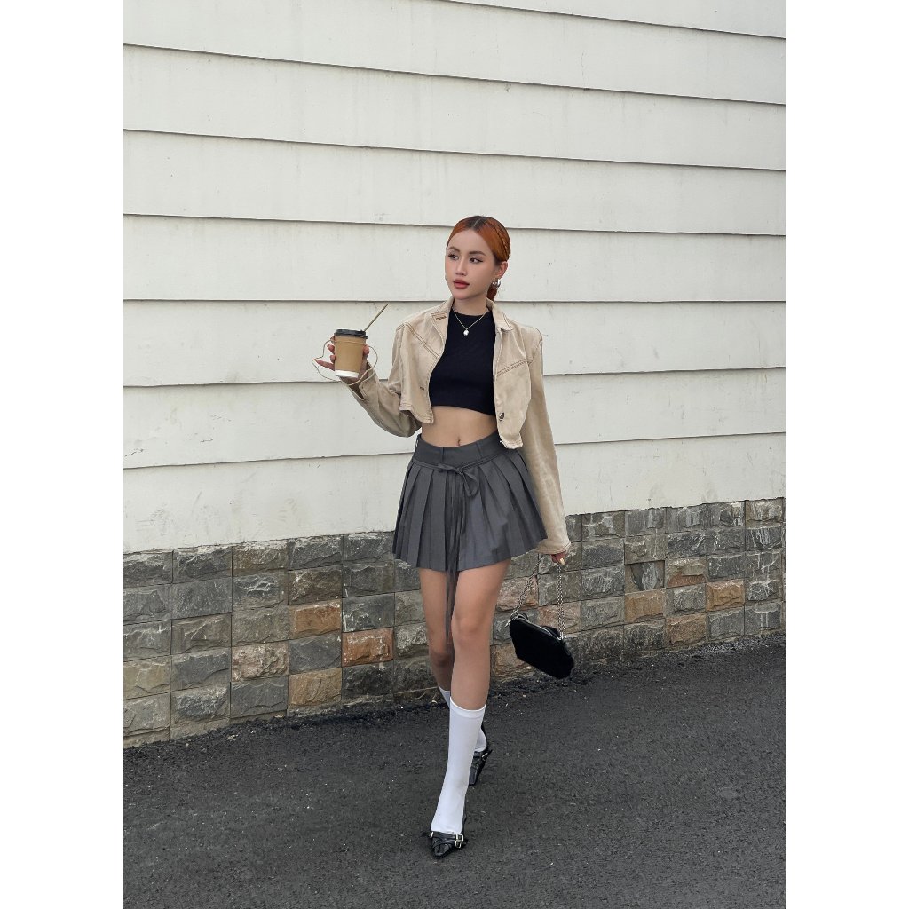 Chân Váy Mini Xếp Ly Cạp Thấp Pepper Clothing Váy Dáng Xoè Trendy Có Quần Bên Trong Kèm Dây Thắt Lưng - Paula Skirt | BigBuy360 - bigbuy360.vn